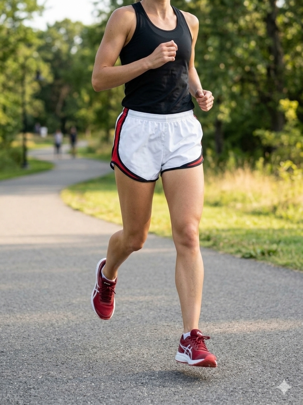 Varsity White Athletic Shorts with Red and Black Trim